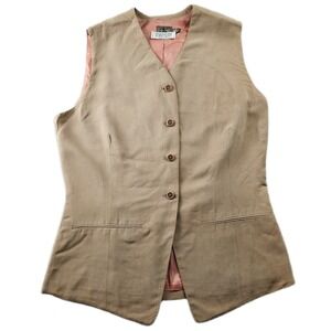 Calvin Klein Bergdorf Goodman Vest Women's 4 Tan Silk Lined Career Minimalist